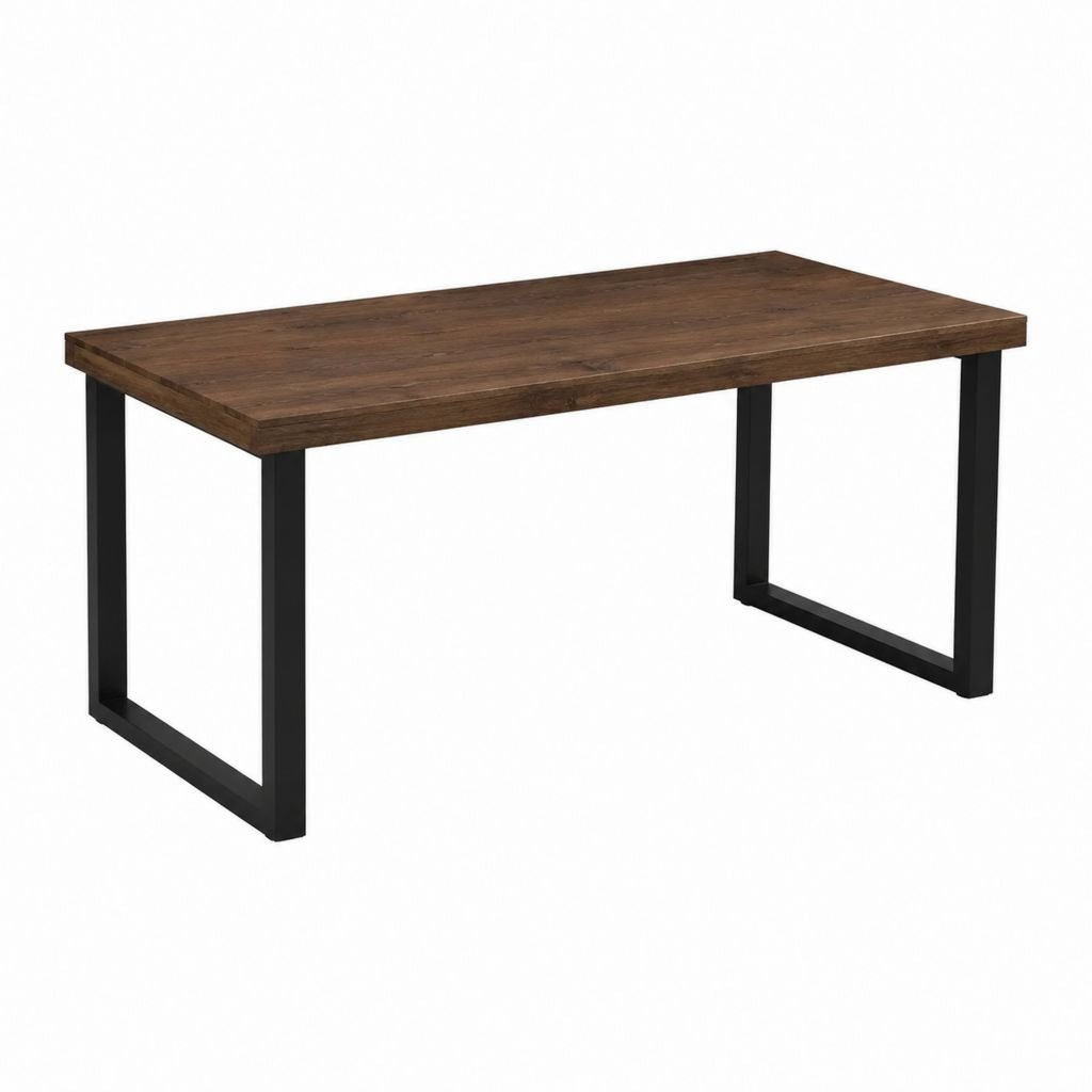 Table à manger rectangulaire marron et noire en panneau MDF et acier 120 x 60 x 75 cm