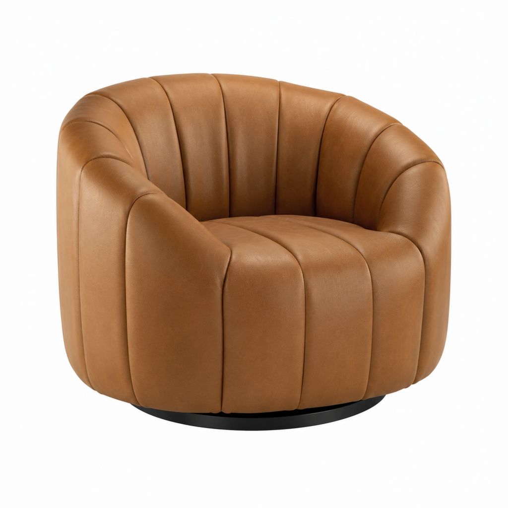 Fauteuil pivotant marron en cuir PU capitonné 83 x 80 x 78 cm