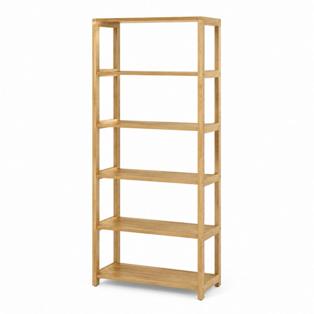 Étagère à chaussures ouverte 6 niveaux en bambou naturel 65 x 30 x 180 cm
