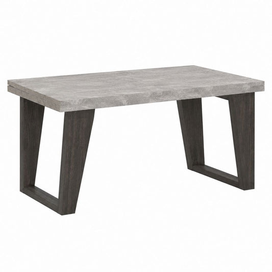Table à manger rectangulaire gris effet béton et chêne foncé en panneaux MDF 160 x 90 x 76 cm