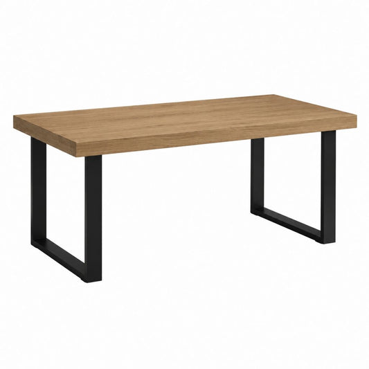 Table à manger rectangulaire chêne et acier noir 140 x 80 x 75 cm