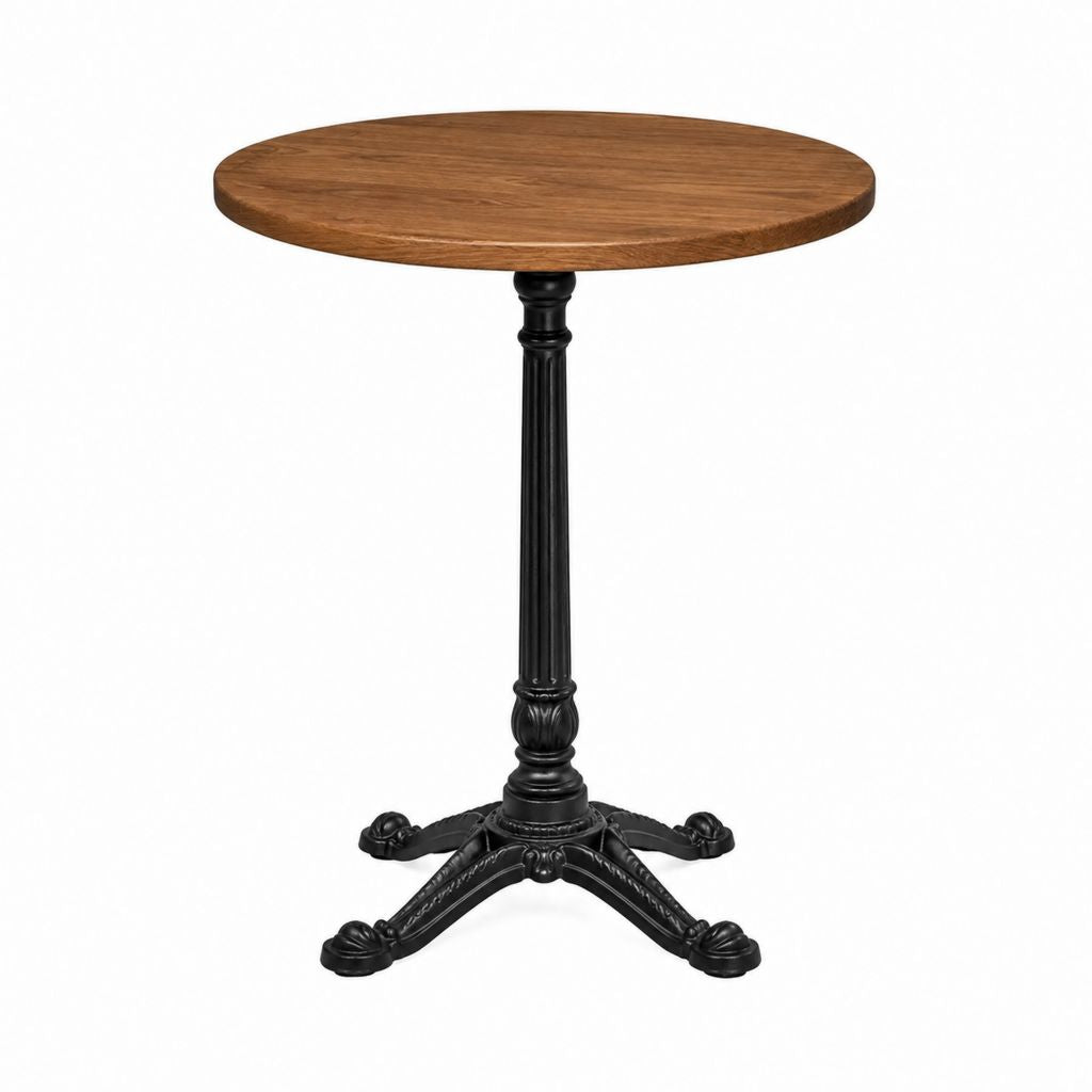 Table à manger ronde en bois de manguier massif marron et fonte noire Ø 80 cm x H 75 cm