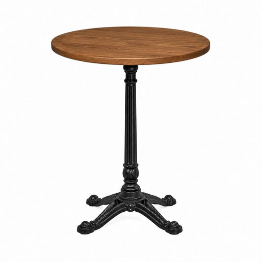 Table à manger ronde en bois de manguier massif marron et fonte noire Ø 80 cm x H 75 cm