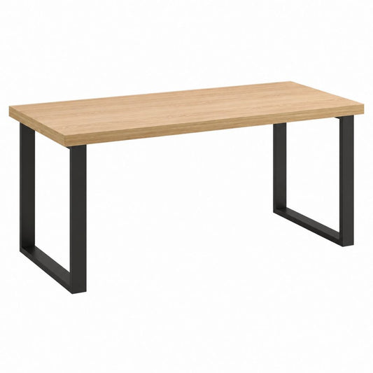 Table à manger rectangulaire chêne clair et acier noir 120 x 60 x 75 cm