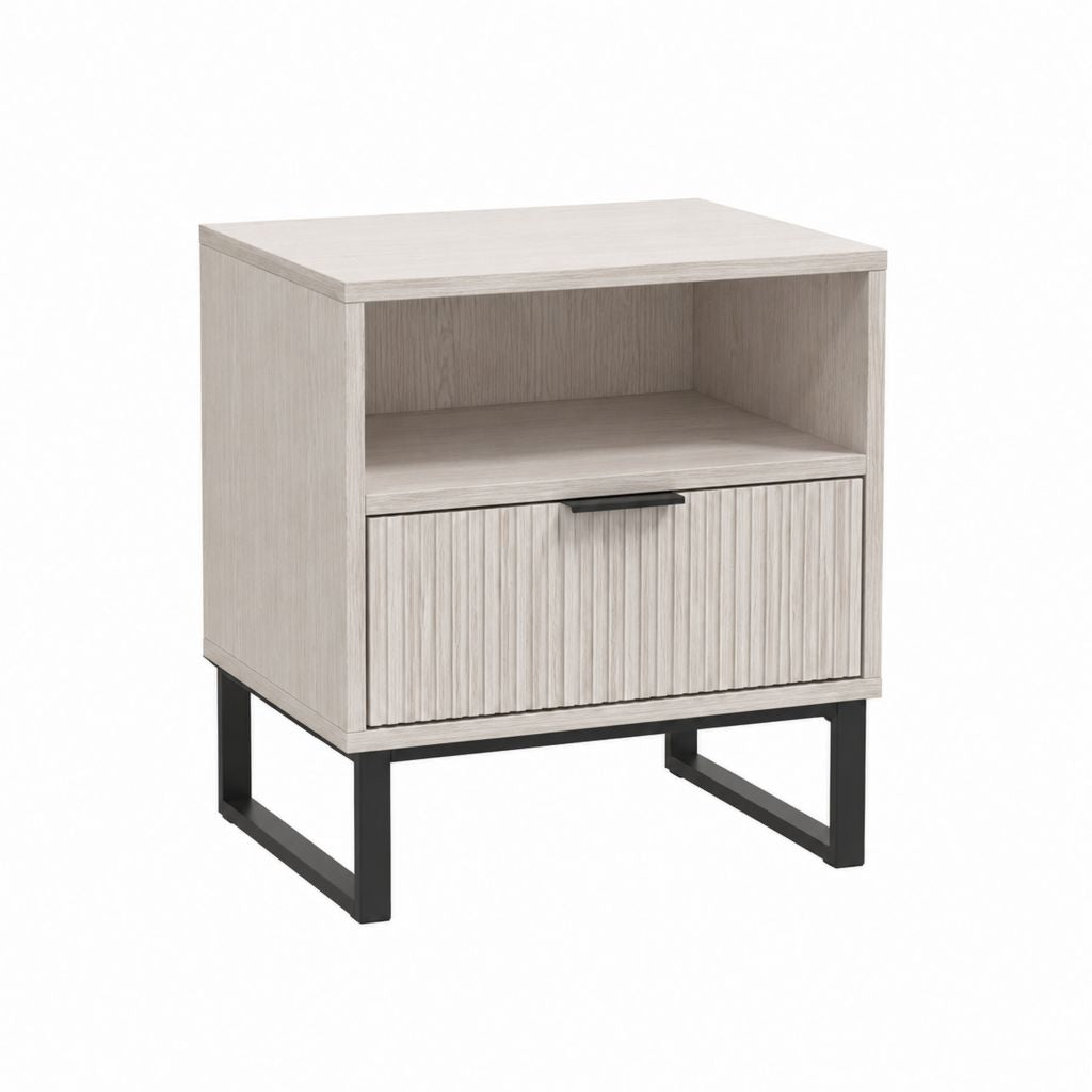 Table de chevet avec tiroir beige clair panneaux de particules rectangulaire 45 x 40 x 60 cm