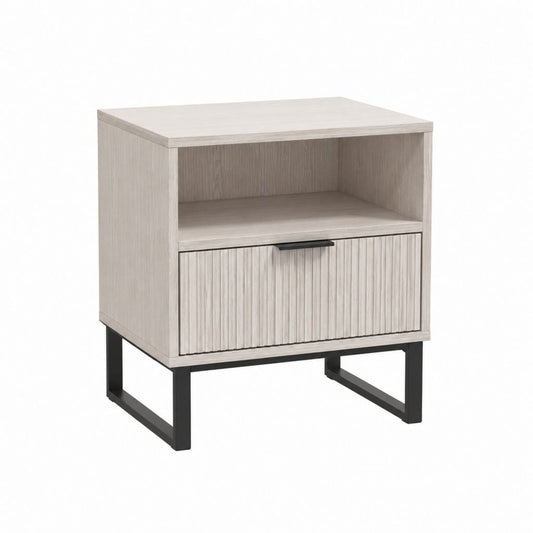 Table de chevet avec tiroir beige clair panneaux de particules rectangulaire 45 x 40 x 60 cm