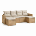 Canapé de jardin modulable 4 places beige en bois massif d'acacia 260 x 70 x 75 cm