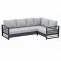 Canapé de jardin d'angle 5 places gris en aluminium et polyester 210 x 210 x 63 cm