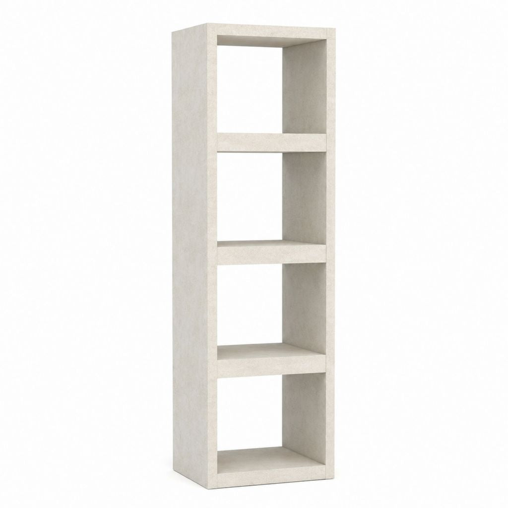 Étagère bibliothèque sur pied beige effet béton en panneaux de particules mélaminés rectangulaire 40 x 30 x 180 cm