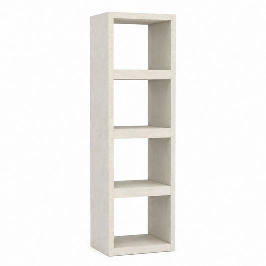 Étagère bibliothèque sur pied beige effet béton en panneaux de particules mélaminés rectangulaire 40 x 30 x 180 cm