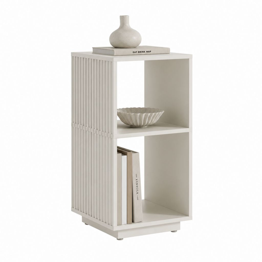 Étagère sur pied blanche en MDF à 2 niches 30 x 30 x 70 cm